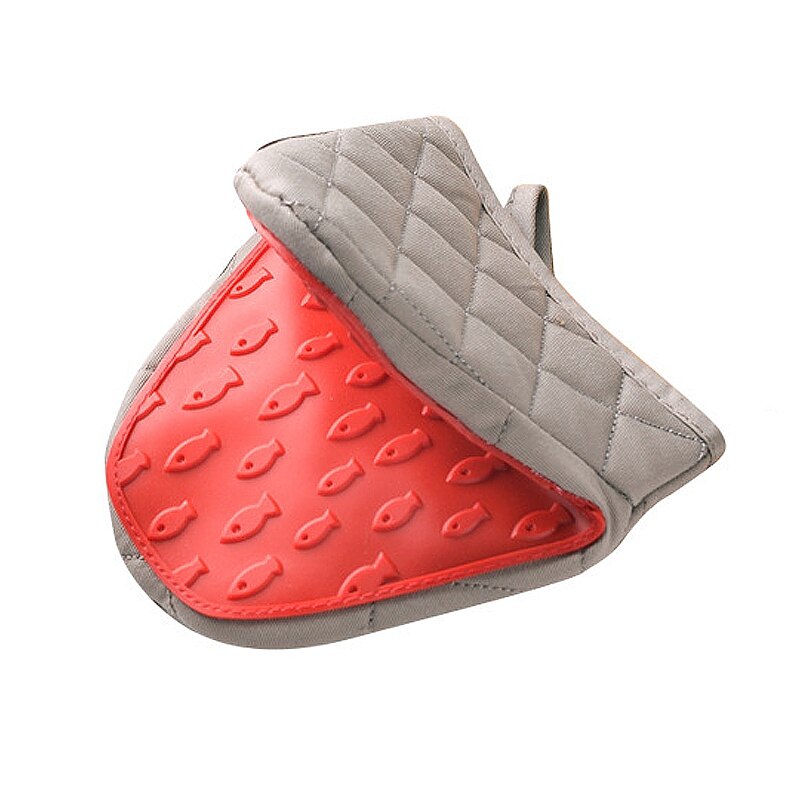 1 Piece Silicone Anti Scald Gloves Oven Clip for Kitchen Tray Dish Bowl Holder Baking Insulation Hand Mitts перчатки для кухни: Red