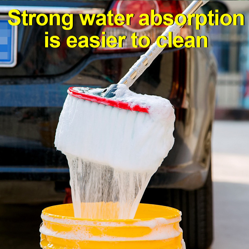 Carwash Dweil Melk Zijde Carwash Borstel Lange Steel Dweil Lange Paal Wax Dweil Waterborstel Auto Reinigingsgereedschap Lap Telescopische Borstel