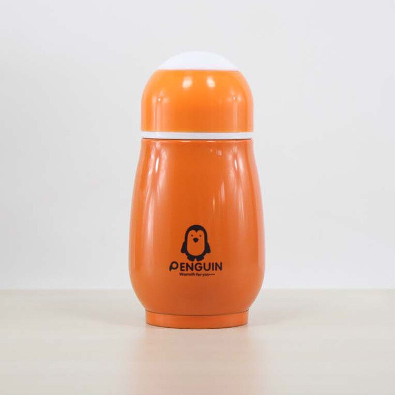 Stainless Steel Thermos Premium Travel Rabbit Coffee Cups BPA Free Thermos Mug for Tea Cute Kids Water Bottle Garrafa Termica: penguin orange