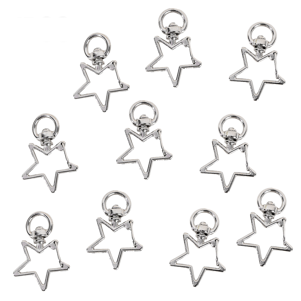 Llavero con forma de estrella, ganchos con cierre de langosta, Clips de gatillo, hebillas para hacer joyería DIY, llaveros de rotación dorados y plateados, accesorios: L / Blanco