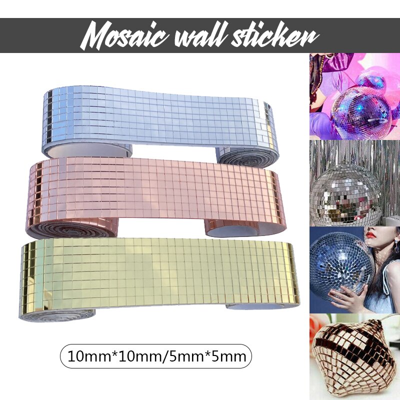 1 rolle selbst-Klebstoff Mini Platz 5/10mm Acryl Spiegel Mosaik Fliesen Für Diy Badezimmer Zauberstab Aufkleber handgemachte Handwerk Heimat Bar Dekor