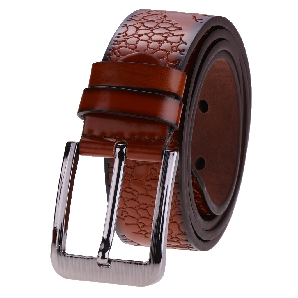 Mens Leather Belt Waist Strap Belt Pin Alloy Buckle Trousers Belt: Brown