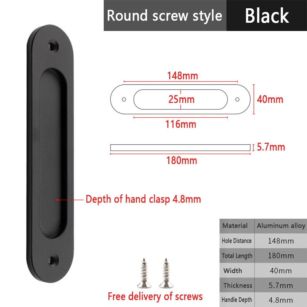 Onubao-manija de puerta corredera sin perforaciones, puerta de vidrio de almacén, manija deslizante de cocina, pasta adhesiva de doble cara: Black-R-A