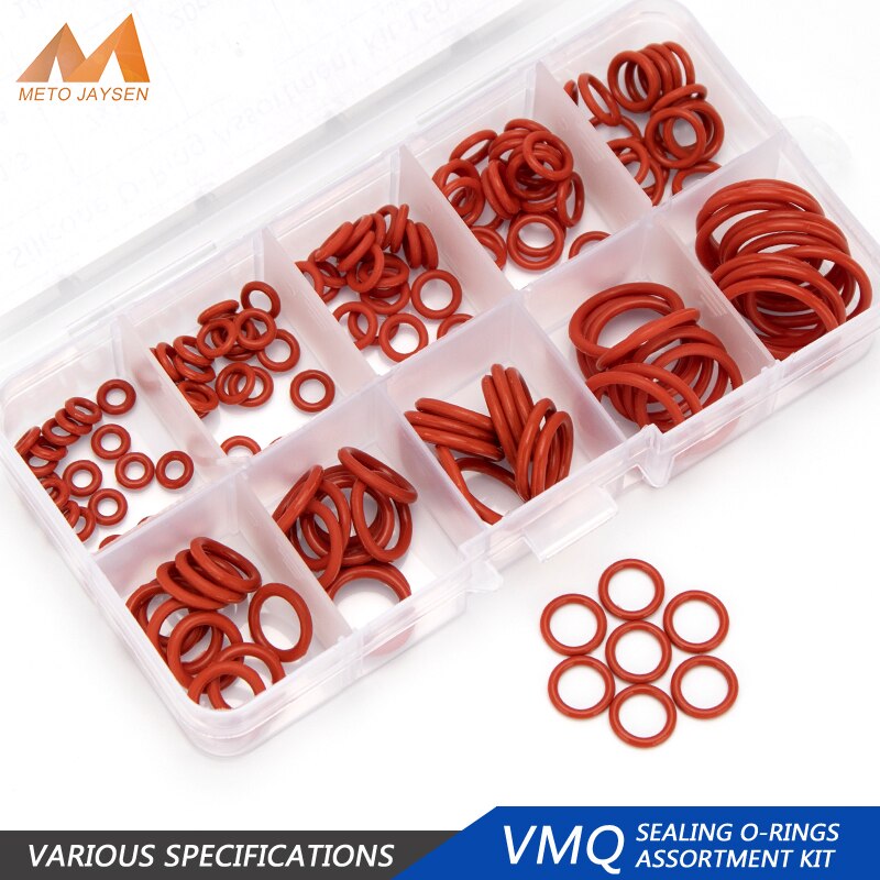 150PCS DIY PCP Silicone Rubber Sealing O Rings Gasket Replacements Socket Red O-rings CS 1.5mm 1.9mm OD 6mm-20mm 10 Sizes HG036