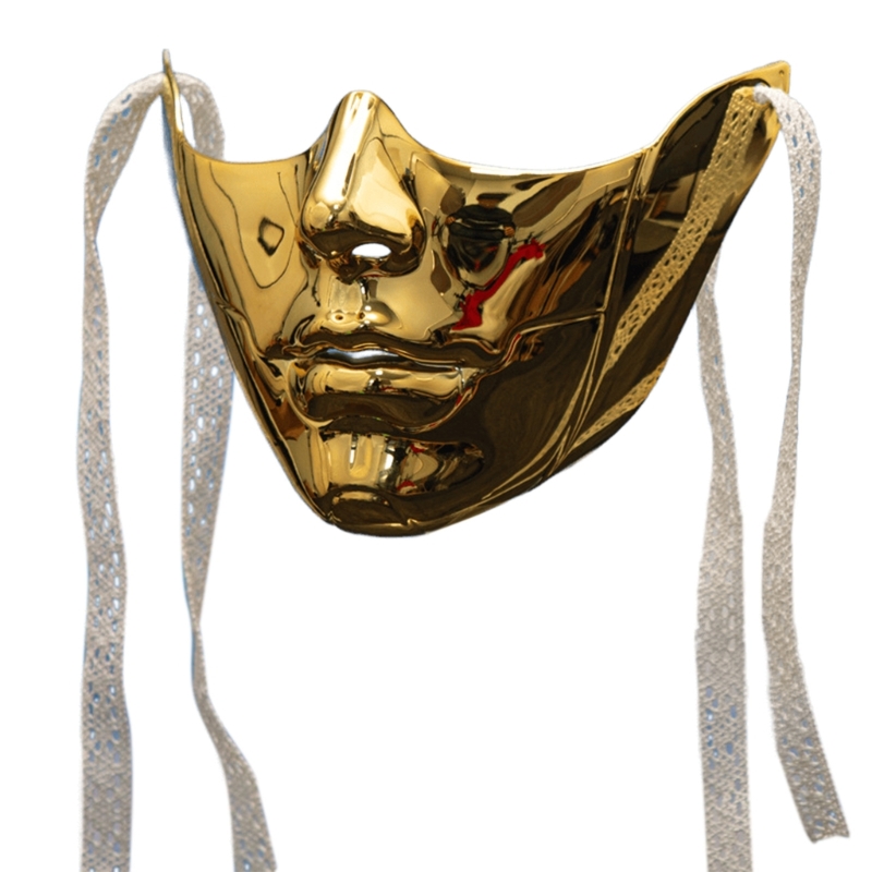 Masquerade Half Face Mask for Women Men Cosplay, Halloween Eyemask Costume Decoration Masquerade Eye Cover Mouth Cover: Gold