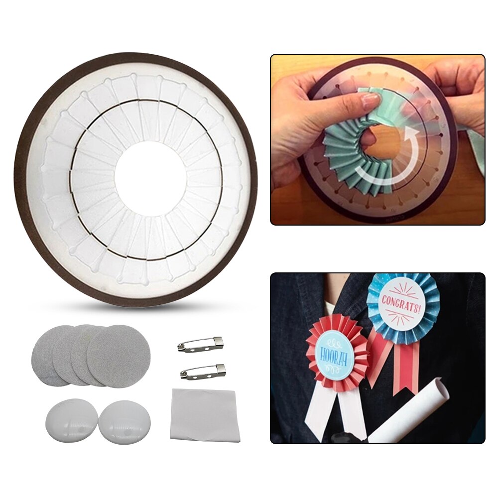 Rosette Maker DIY Paper Back Rosette Without Pin Badge Supply Materials For Badge Button Maker Rosette Brooch Kit