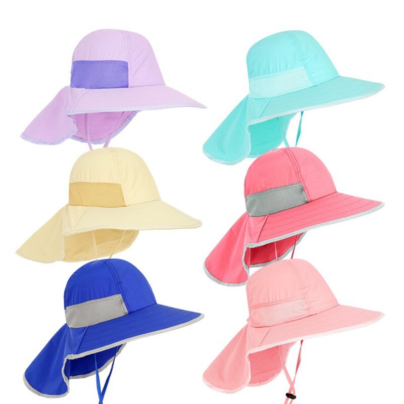 Wide Brim Children Beach Hat Sun Kids Bucket Cap Summer Girls Boys Travel Outdoor Cute Casual Sun Children Hats