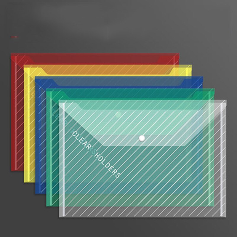 10 thickened transparent PP waterproof document envelopes with snap-on document pockets: Random shipments 5