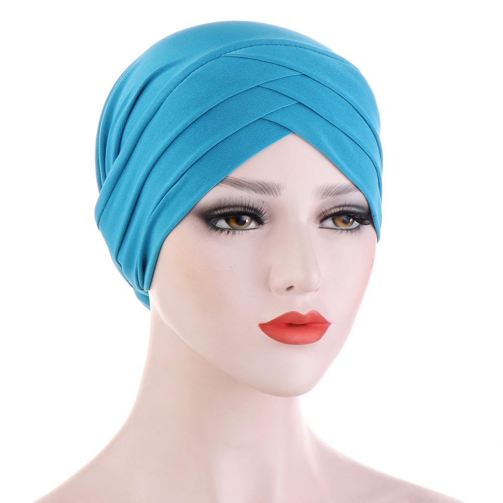 Front croisé Turban musulman couleur Pure coton extensible Hijabs intérieur pour casquettes prêt à porter femmes foulard sous Hijab Bonnet: 7