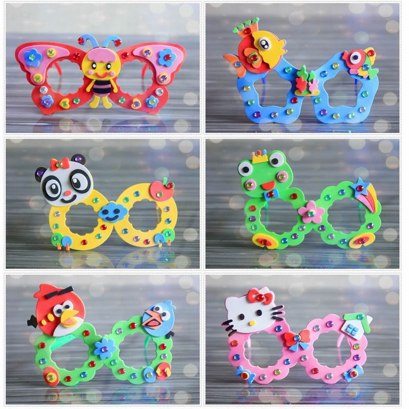 8 pièces enfants bricolage manuel EVA dessin animé jouet bébé école art artisanat jouets éducatifs petite enfance bébé lunettes