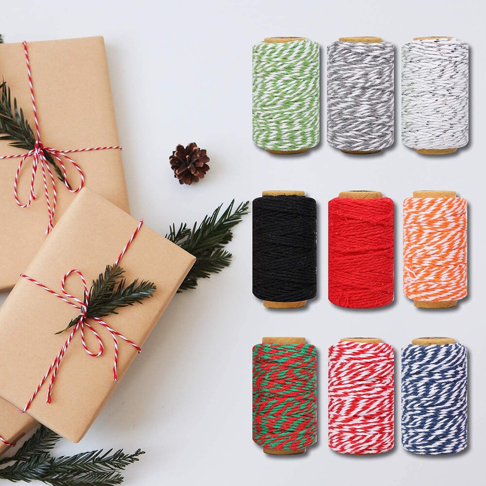 100M/Roll Cotton Cord Baker Twine String Colorful Cotton Craft Twine Home for Textile Packaging Christmas DIY Wedding Decor