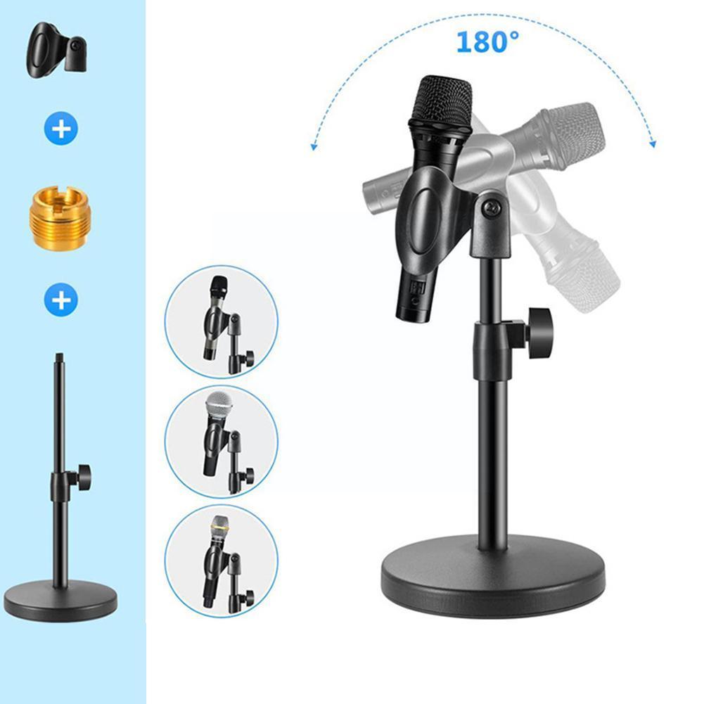 Microphone Stand Cell Phone Holder Phone Clip Mic Clamp Adjustable Table Mic Stand With Base For Conference Speech J5i7