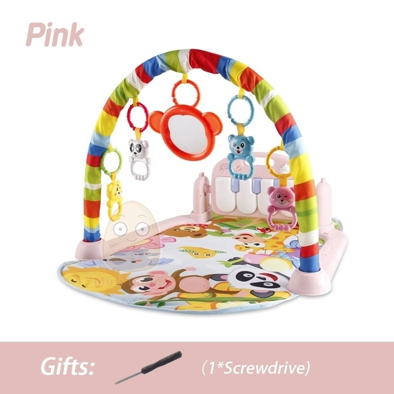 Baby Voet Piano Spelen Muziek Puzzel Mat Activiteit Gym Deken Toetsenbord Educatief Rack Speelgoed: Roze