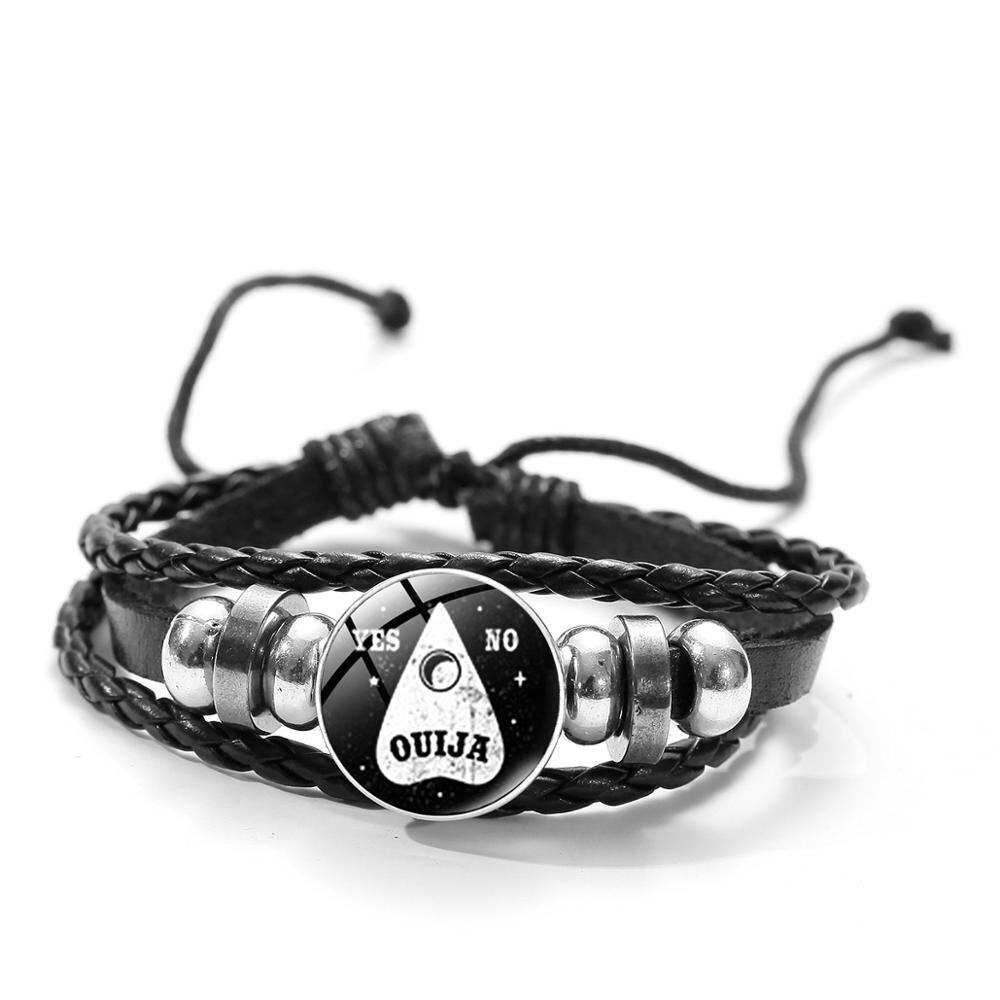 SIAN Black We Are The Weirdos Bracelets Witch Ouija We are the Weirdo Multilayer Leather Bracelet Glass Dome Goth Punk jewelry: Style 10