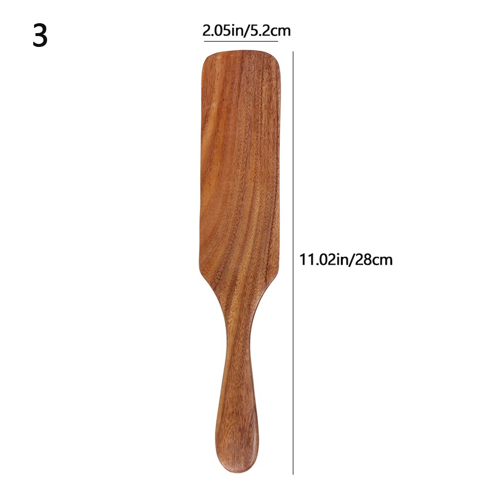 Kitchen Wooden Cooking Utensils Non Stick Natural Microphyll Acacia Wood Cookware Slotted Spurtle Spatula For Stirring Tools: 3