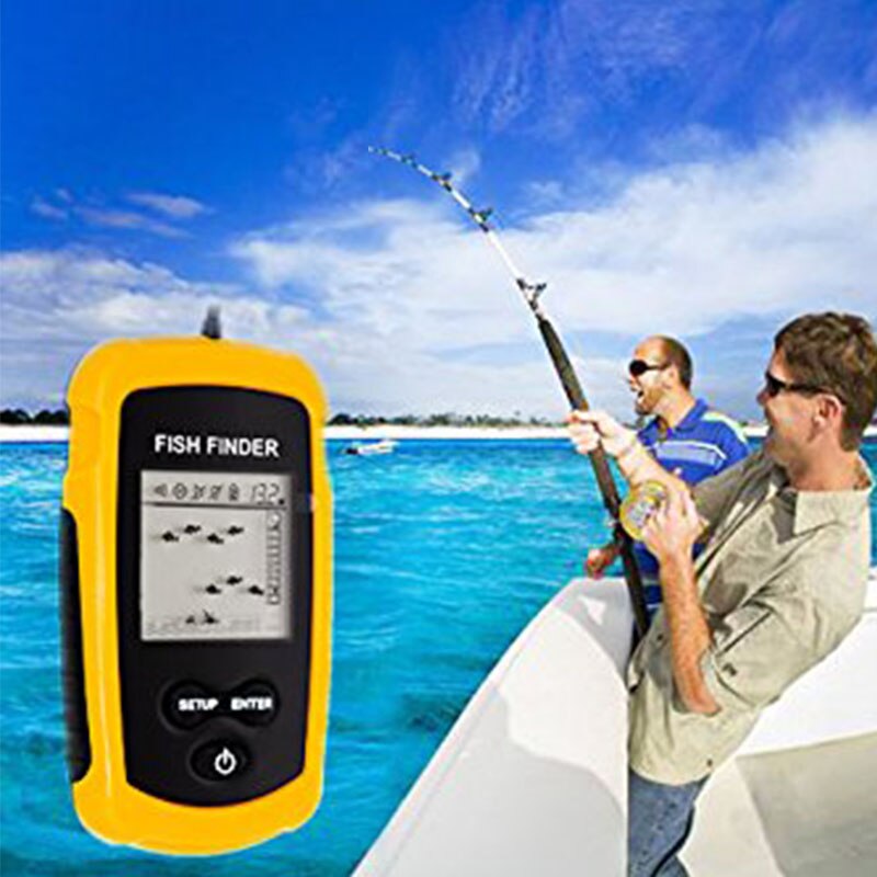 Fish Finder Portable Sonar Wired LCD Fish Depth Finder Alarm 100M Depth Fish Finder Electronic Fishing Tackle Sonar