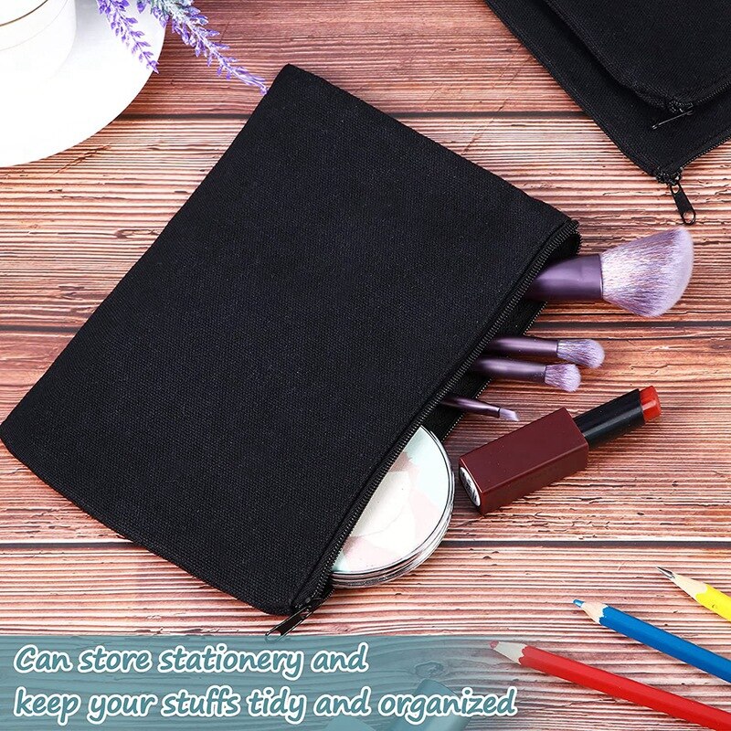 50Pcs Canvas Cosmetic Bag with Zipper Bag Bag Plain Cosmetic Bag Blank DIY Stationery Cosmetic Craft Bag