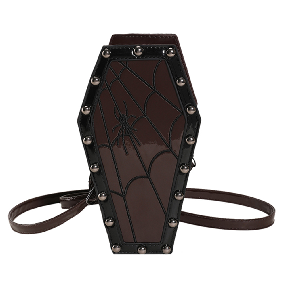 Borsa a tracolla gotica borsa a tracolla a forma di bara in pelle PU da donna borsa a tracolla moda Y2K per Cosplay di Halloween: Grigio