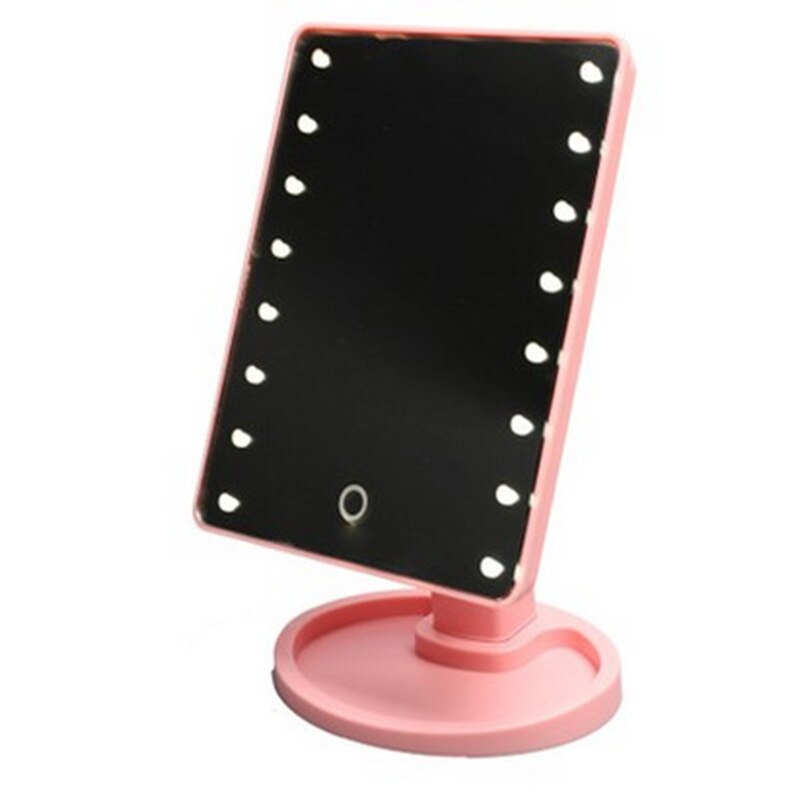 360 Degrees Rotation Makeup Mirror Adjustable 16/22 Leds Lighted LED Screen Portable Luminous Battery Cosmetic Mirrors wyt77: pink 16 led