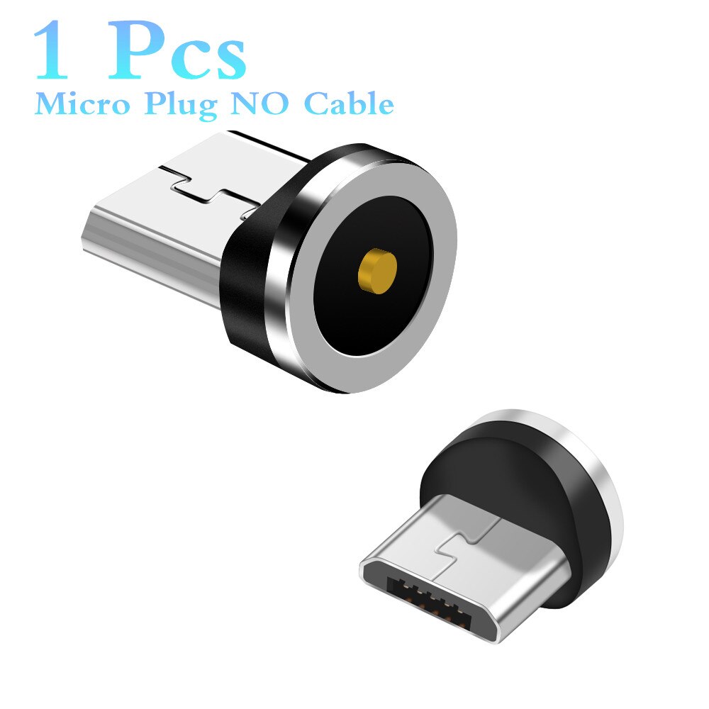 Cabo magnético micro usb tipo c, adaptador com 8 pinos e tomada usb (apenas tomada magnética) cabo magnético para cabeça redonda, 1m, 2m: For Micro