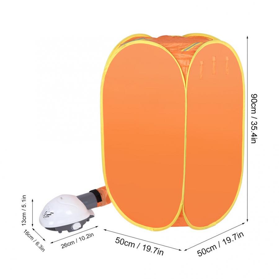 800W Portable Household Clothes Drying Bag Mini Folding Electric Dryer Machine Orange