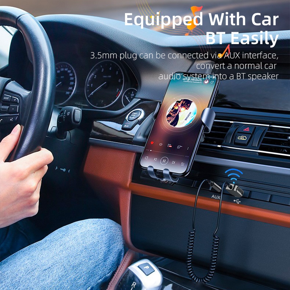Essager Adapter Bluetooth Aux Dongle USB do gniazda 3,5 mm Car Audio Aux Bluetooth 5.0 Zestaw głośnomówiący do odbiornika samochodowego BT Transmitter