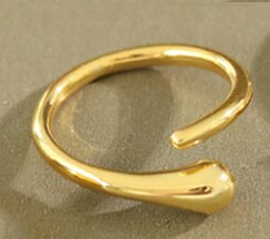 Fin .s 925 sterling sølv ring geometrisk rund flad vanddråbe minimalistisk stabelbar åbning justerbar sølv 925 ring: Cj070- c guld