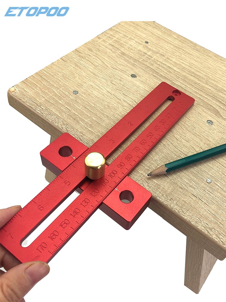 Regla de carpintería tipo 370mm , regla de trazado de agujeros, calibre de marcado, herramientas de medición tachadas, herramientas para trabajar la madera.