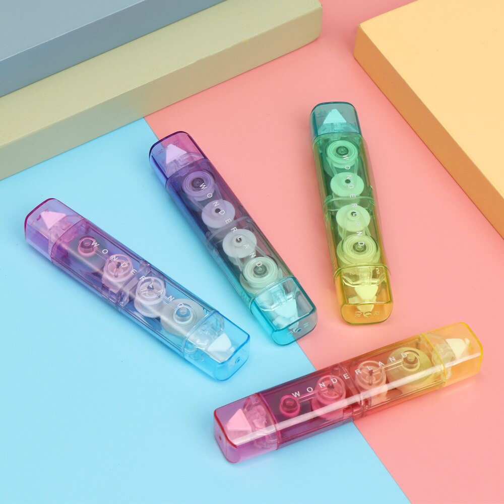 Rodillo de palo de puntos rellenable 2 en 1, cinta de corrección de doble cara, dispensador de cinta adhesiva de pegamento, papelería, decoración de álbumes de recortes, 1 ud.
