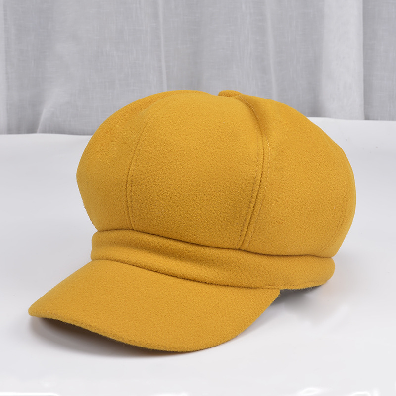 Winter Newsboy Caps Women Newsboy Gatsby Cap Octagonal Baker Peaked Beret Driving Hat Female Hats Painter Tour Cap Fast: Yellow