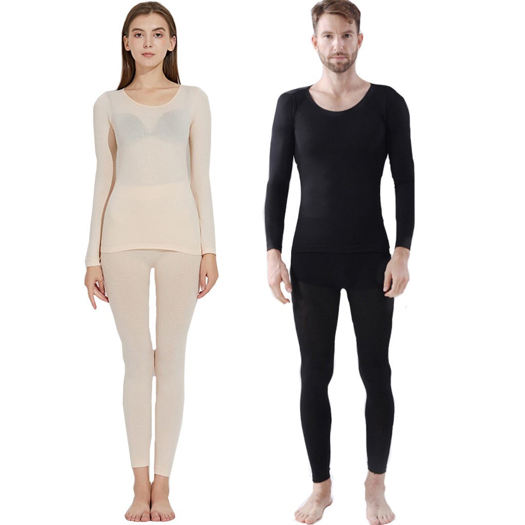 Couple Winter Thermal Underwear Seamless Elastic Underwear Set Inner Wear Underwear Couple (Top & Bottom) 3 Seconds Thermal: A