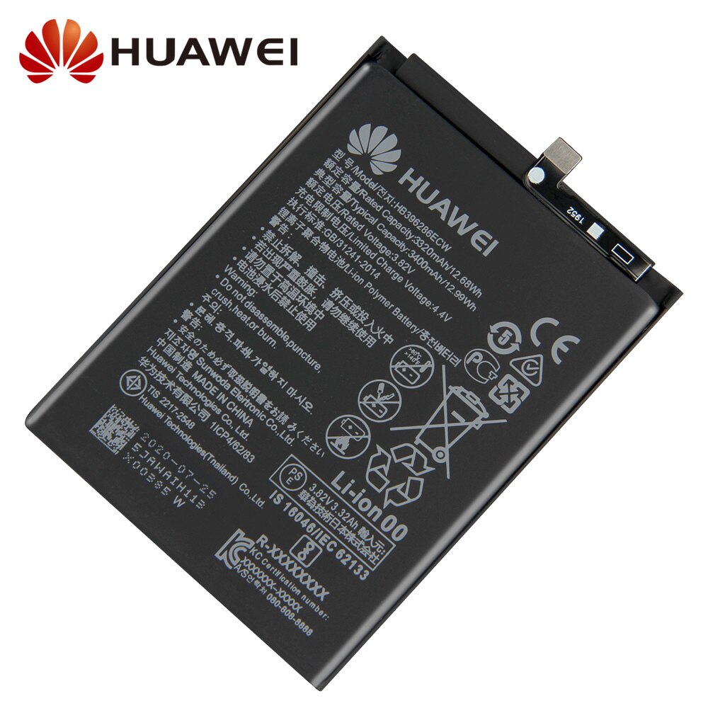 Bateria de substituição original hb396286ecw para huawei honor 10 lite honor10 lite pour p smart 2019 honra 20i 10i desfrutar 9s 3400mah