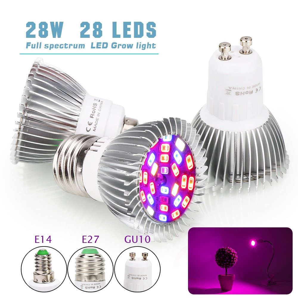 Led kweeklamp hydrocultuur groeilamp  e27 led kweeklampen  gu10 full spectrum 85-220v uv ir lamp plant  e14 bloem zaailing fitolamp