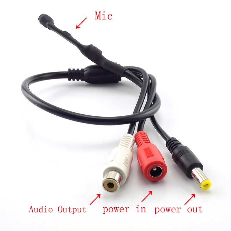 DC Connector Mini Micro Audio Sound Monitor Audio Pickup Device Terminals DC Power Cable for Camera CCTV Microphone Video