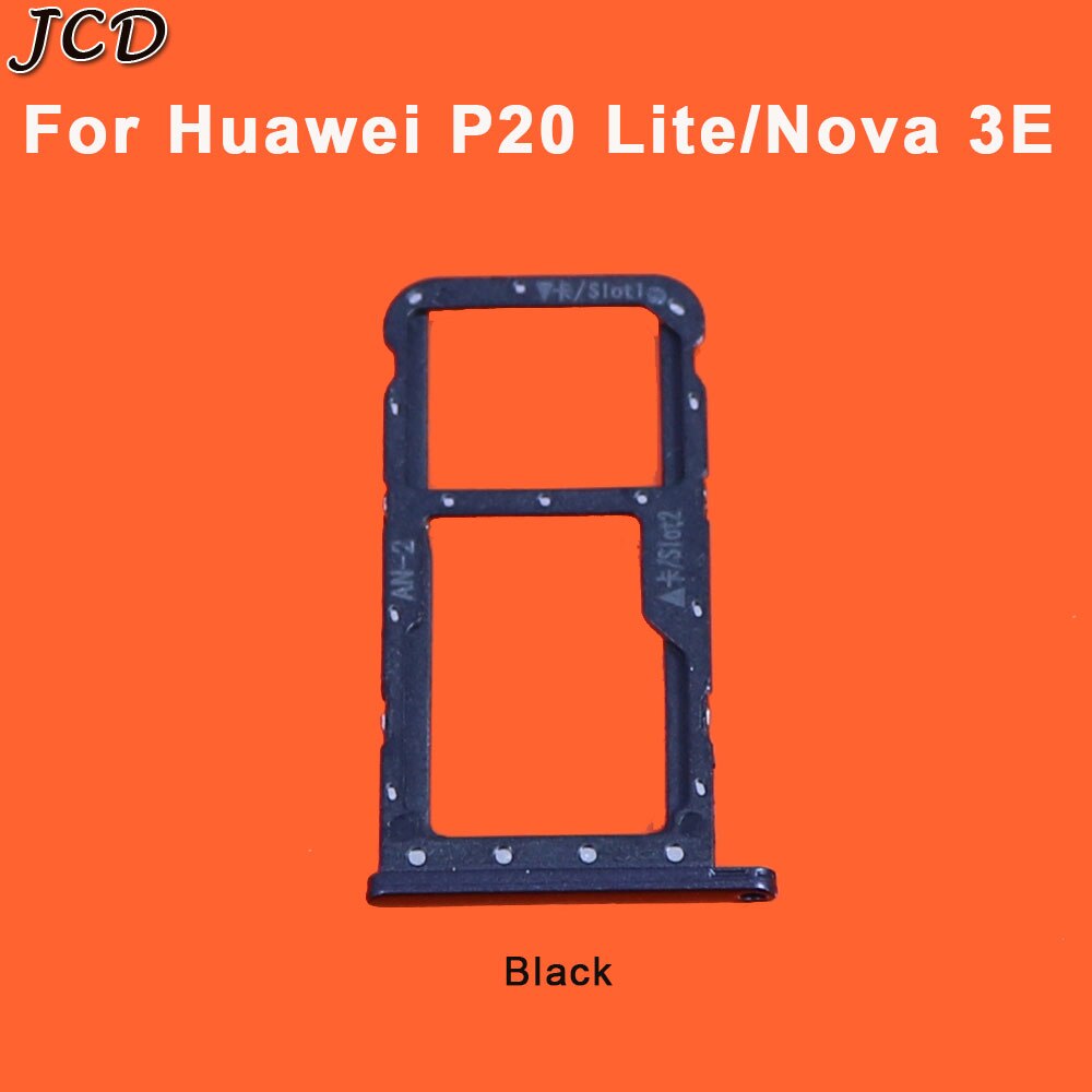 JCD SIM Micro Secure Digital Memory Card Tray Double Slot Holder Carrier Adapter Replacement Metal for Huawei P20 Lite Nova 3E: Black