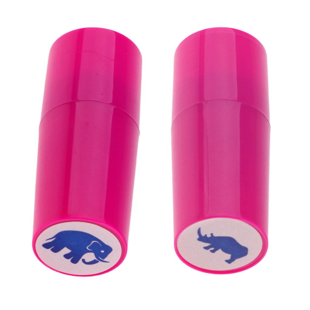 2Pcs Kleurrijke Sneldrogende Golfbal Stamper Langdurige Ballen Marker Indruk Club Golfer Souvenir Golf accessoires: Elephant Rhinoceros