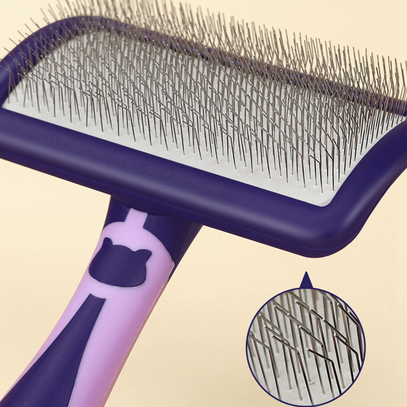 Cepillo para perros, peines de acero inoxidable para perros, cepillo de masaje para el cuidado de perros, utensilio para eliminar el pelo de mascotas, Herramientas de limpieza, peine para gatos con mango suave