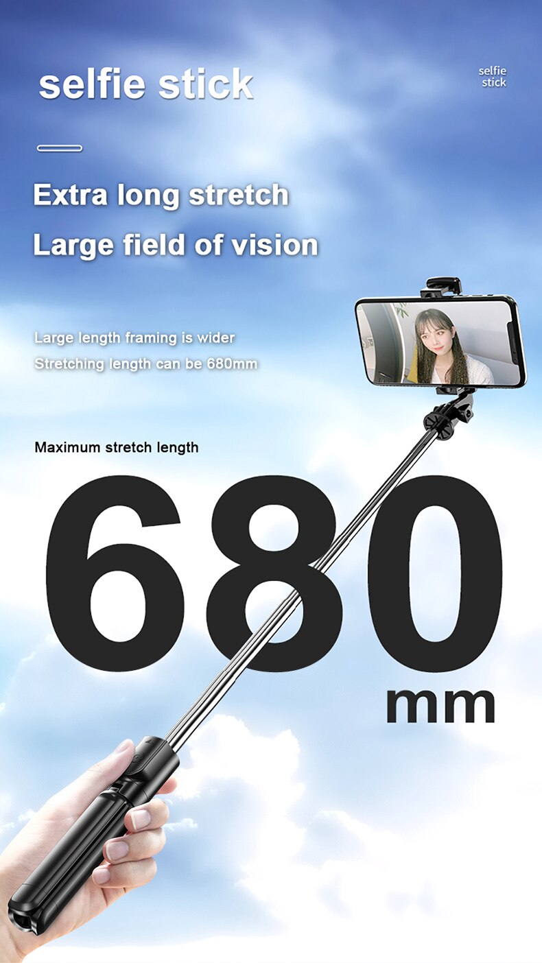 Foldable Mini Tripod With Shutter Remote For IPhone 3 In 1 Wireless Bluetooth Selfie Stick Extendable Handheld Monopod