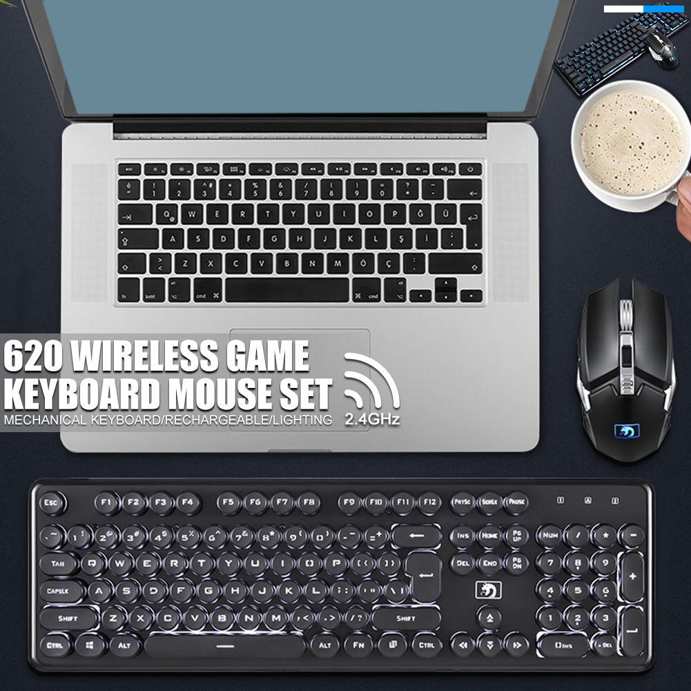 Rainbow Wireless Home Ergonomic 2400DPI Gaming Waterproof Colorful Cool Keyboard Mouse Combo Backlit Rechargeable PC For Xinmen