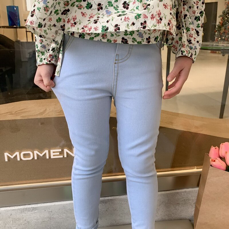 Pantalones vaqueros de estilo coreano para adolescentes y niñas, Jeans ajustados de cintura elástica, ropa para niños E212, novedad de primavera: 140cm