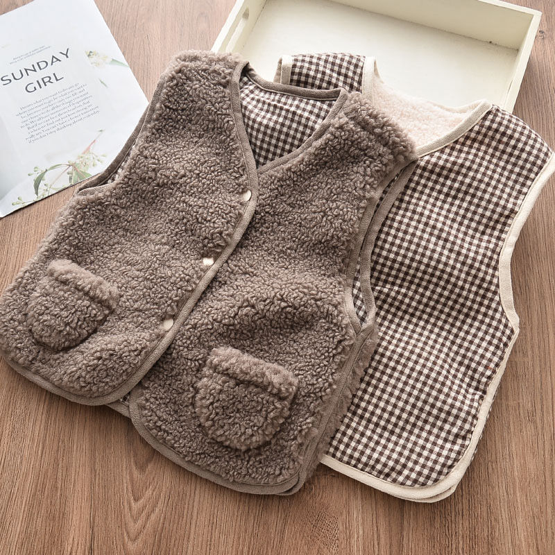 Chaleco superior para niños, primavera y otoño, Cachemira de cordero, chalecos para bebés y niñas, ropa para niños P5824