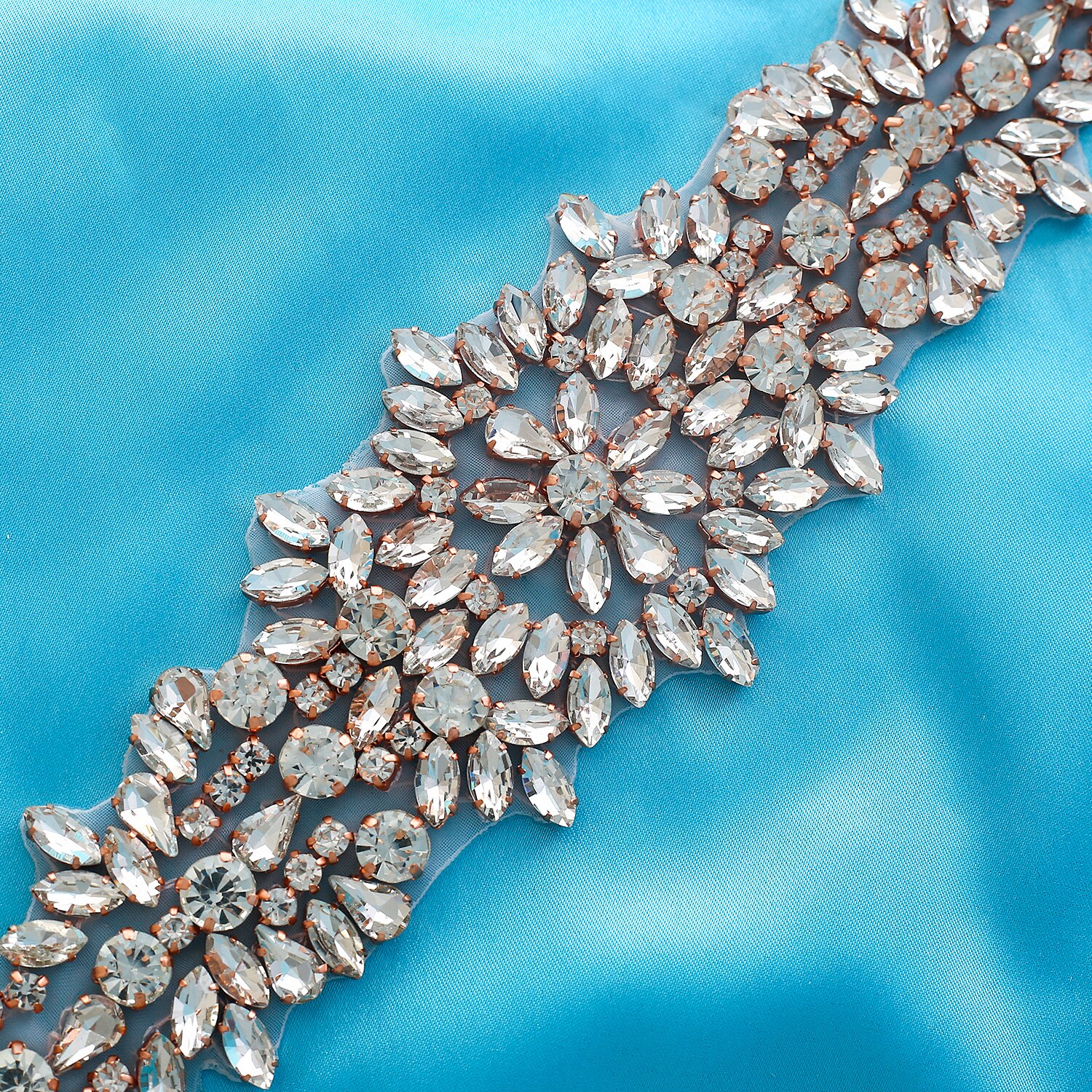 Strass Appliques cintura da sposa con perle fai-da-te cintura da sposa in cristallo dorato per accessori da sposa F140