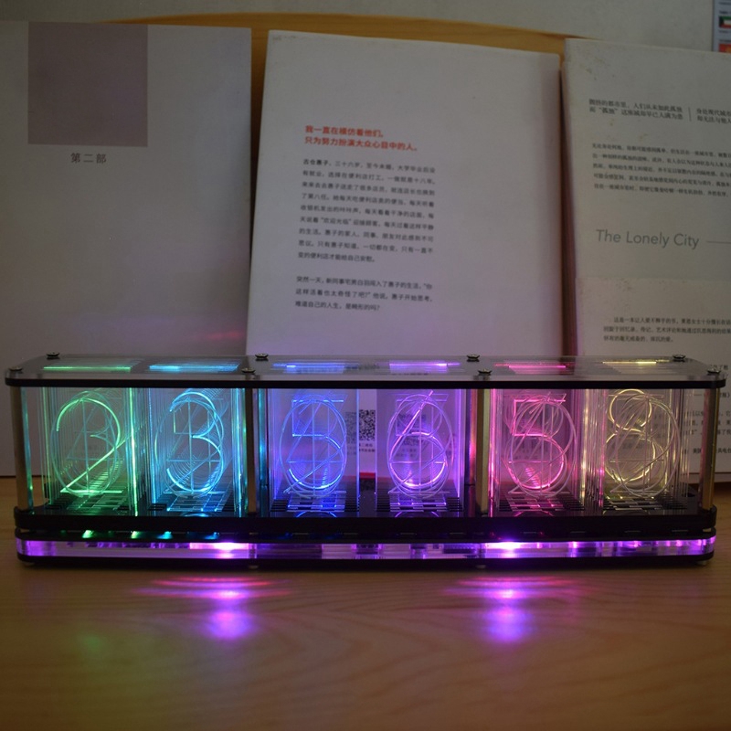 Nixie Tube Clock Digital Led Alarm Clock Kit Large Font 6-Digit Display Rgb Nixie Tube Clock Large DIY Clock