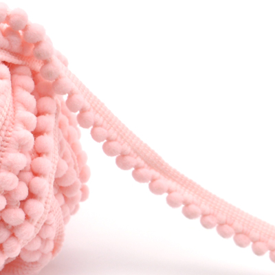 5yd/lot 10mm breedte kleurrijke kleine PP bal kant lint kwastje trim naaien materiaal accessoires voor woondecoratie: pink 405