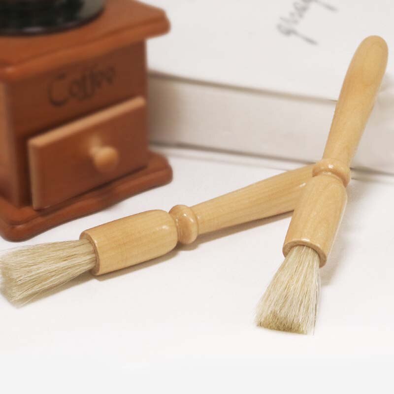 Wood Handle &amp; Natural Bristles Coffee Machine Brush Machine Group Head Cleaning Kitchen Tools Coffee Grinder Brushes