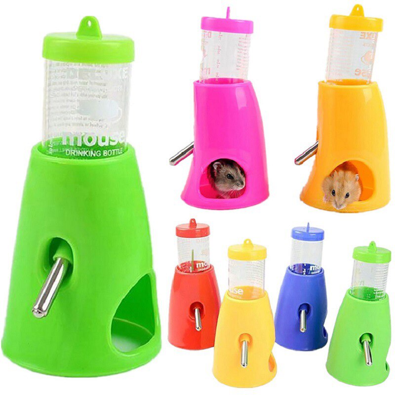 Hamster Drinker Drinking Water Set Anti-leakage 80ML 2-in-1 Cooling Room Hamster Supplies Hamster Water Bottle 1pc Random Color