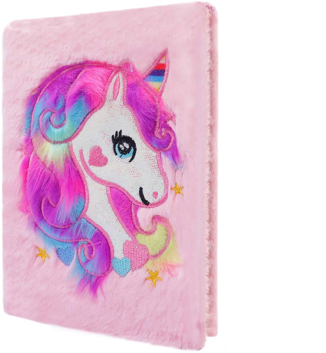 Plush Unicorn Notebook, Magic Diary for Girls Lovely Unicorn Fluffy Notebook 160 Pages for Writing and Drawing Birthday for Girl