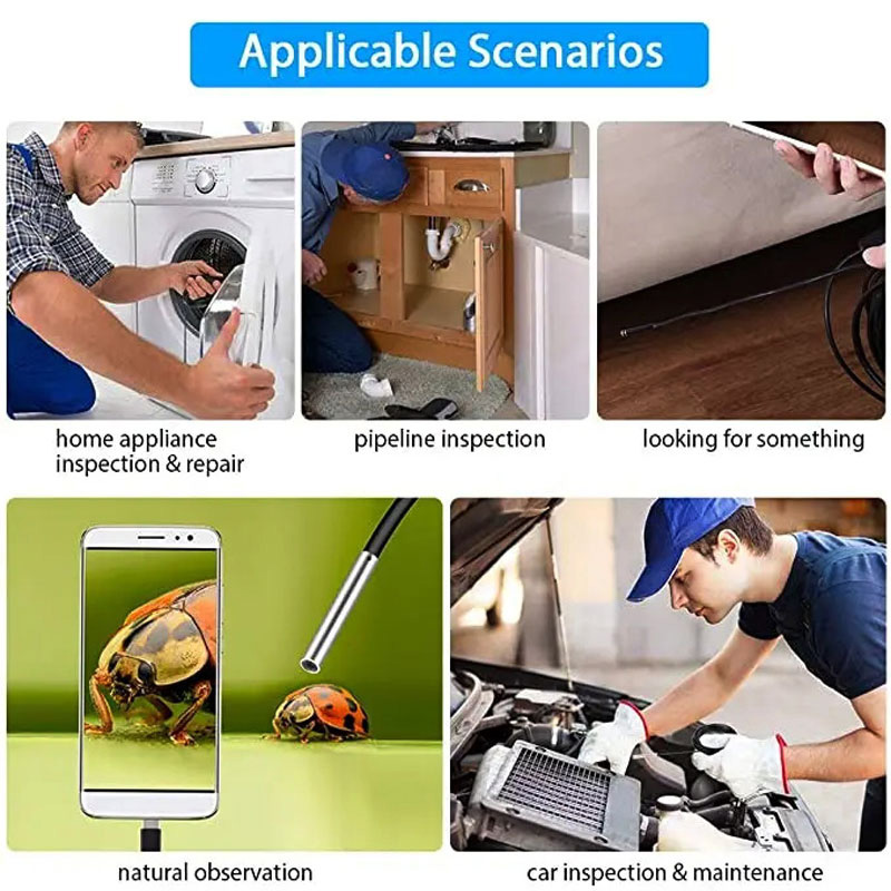 Caméra endoscopique 1080P, 720P, serpent, tuyauterie industrielle, Endoscope, Inspection de voiture, 3 en 1, pour Android, Pc, Usb, Type C