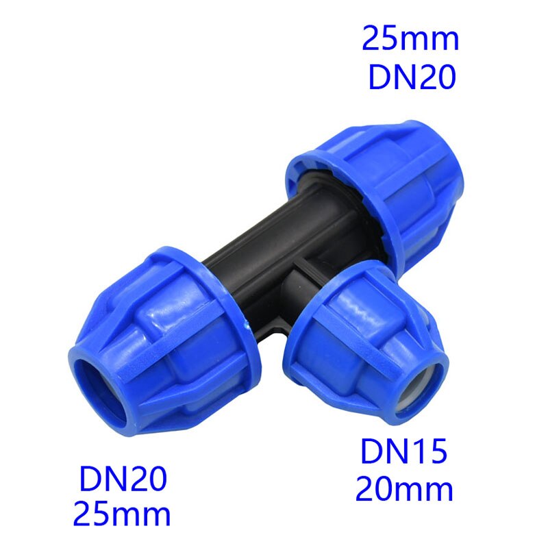 Dn15 dn20 dn25 ppr pvc pe rør tee vann splitter 1/2 3/4 1 tommers vannrør reduserende tee t kobling 1 stk.: D