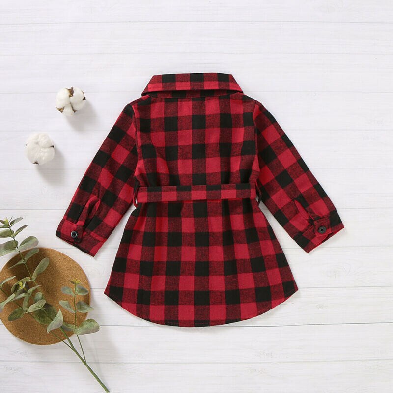 Baby peuter meisje lange blouse rood geruit kerstkleding shirt buiten baby meisje kleding top